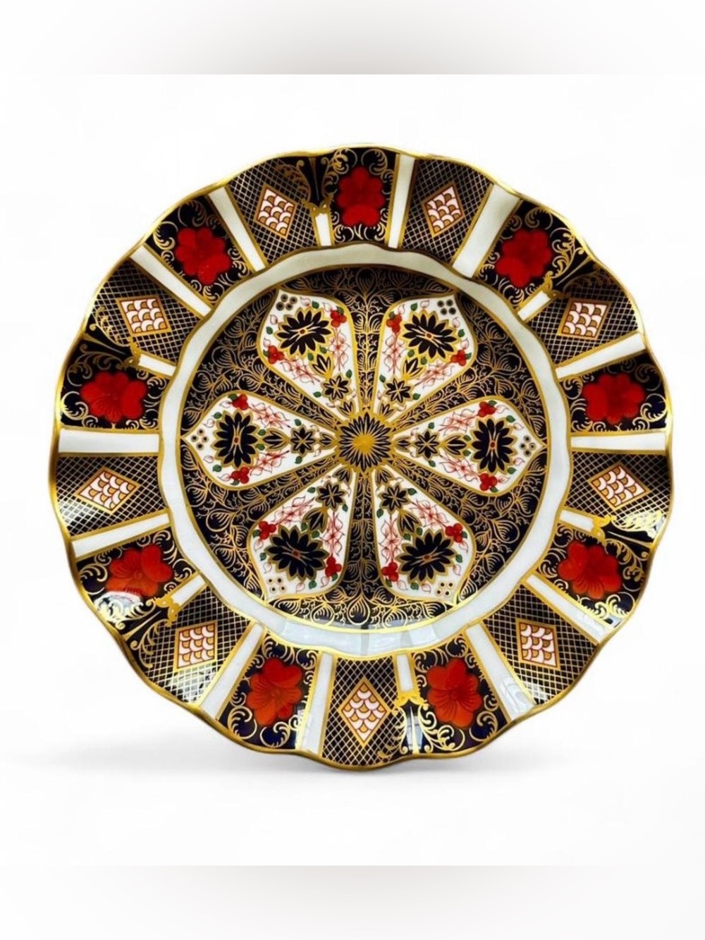 Royal Crown Derby OLD IMARI #1128 Ruffled Sheffield / Dessert Plate Bone China